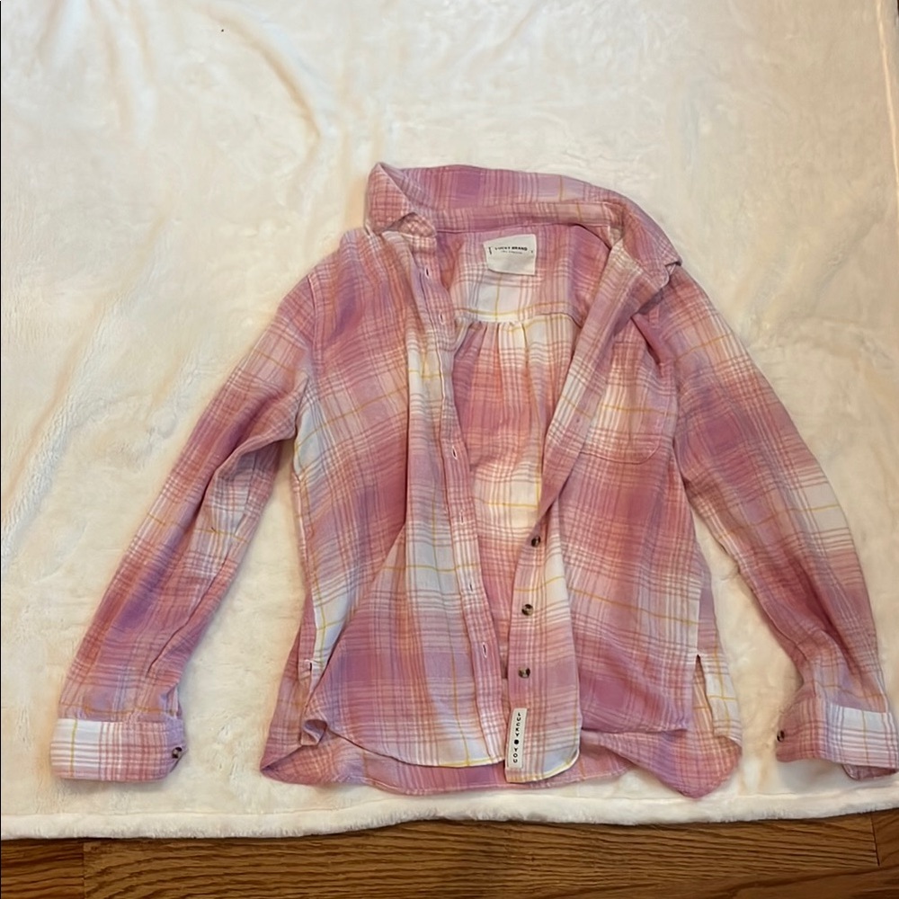 Lucky Brand Pink and White Button Down Shirt